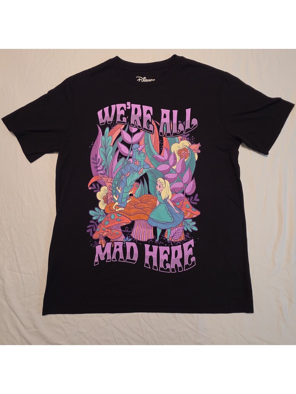 Disney Alice in Wonderland We’re All Mad Here Graphic T-Shirt Large